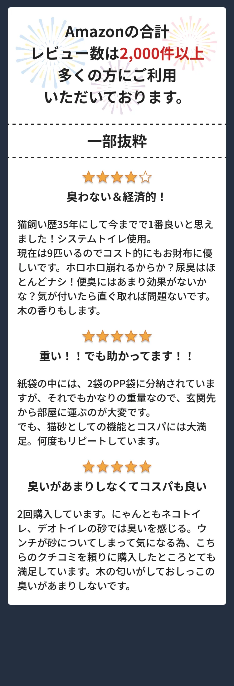 Amazonの合計レビュー数は2,000件以上多くの方にご利用いただいております。